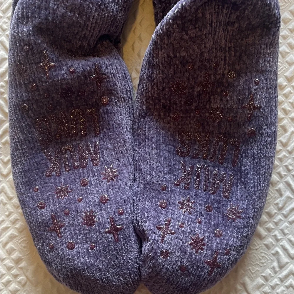 Cozy Purple Knit Slipper Socks